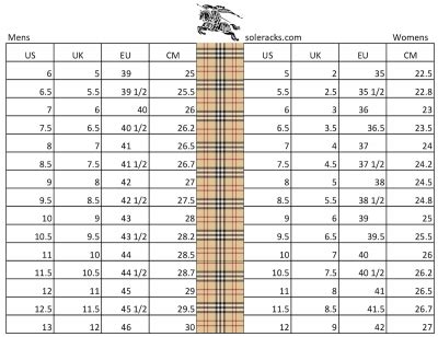 how do burberry shoes run in size|burberry shoe size chart.